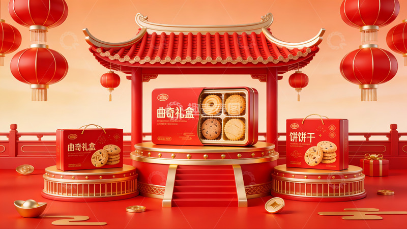 高清大图下载【趣麦麦图】中式糕点礼盒节日展示