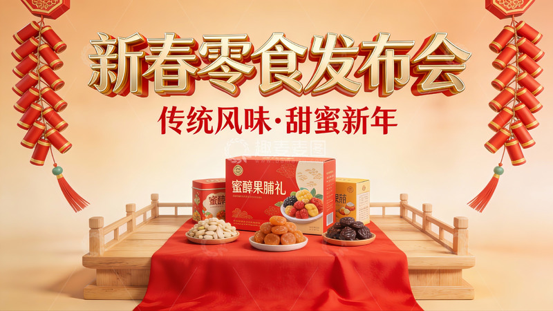 高清大图下载【趣麦麦图】新春零食发布会场景展示