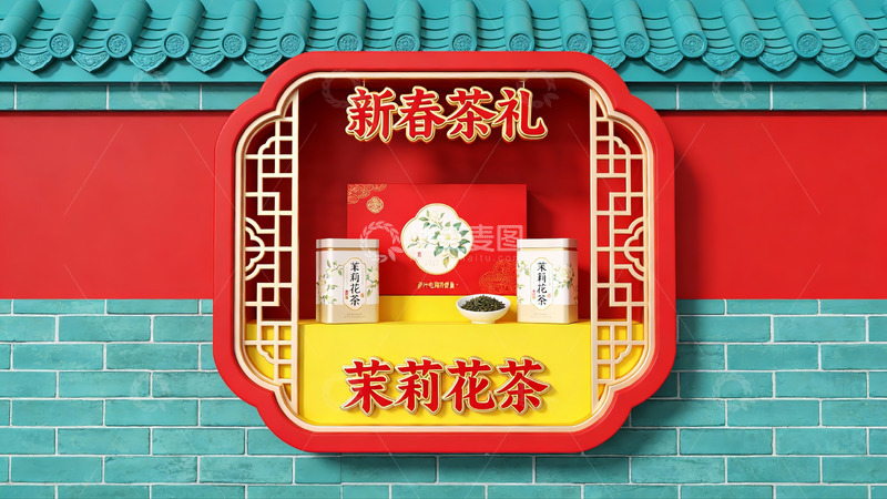高清大图下载【趣麦麦图】新春茶礼茉莉花茶展示