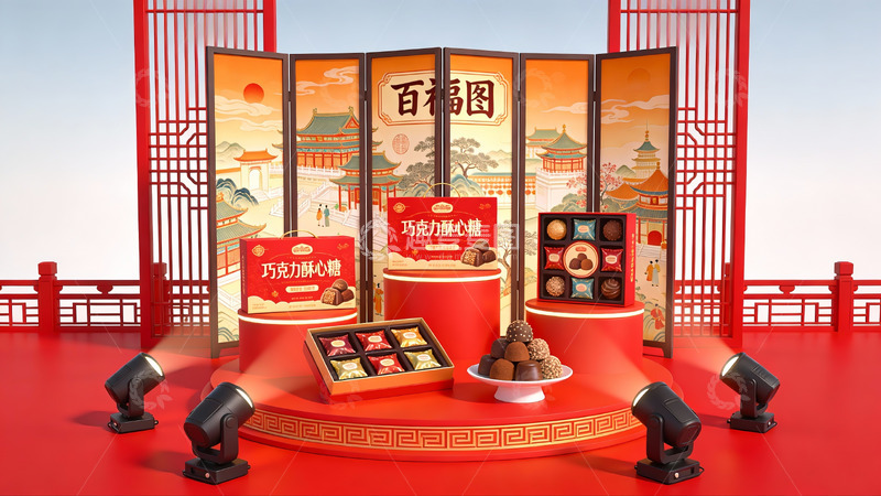高清大图下载【趣麦麦图】中式风格巧克力礼盒展示
