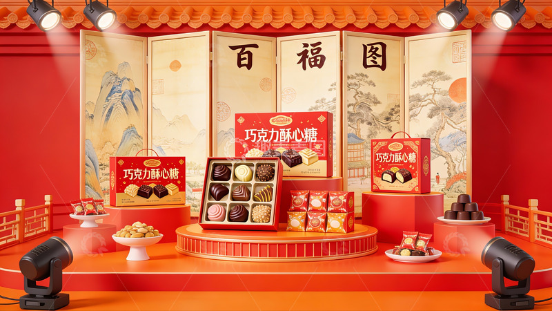 高清大图下载【趣麦麦图】巧克力麻心糖节日展示