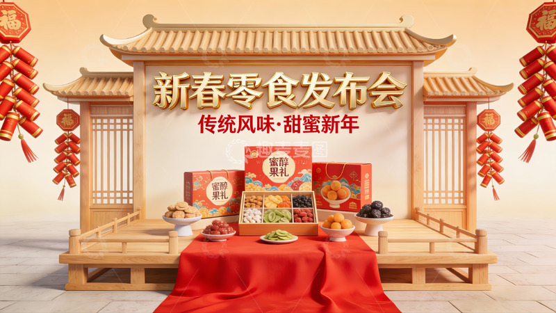 高清大图下载【趣麦麦图】新春零食发布会场景展示