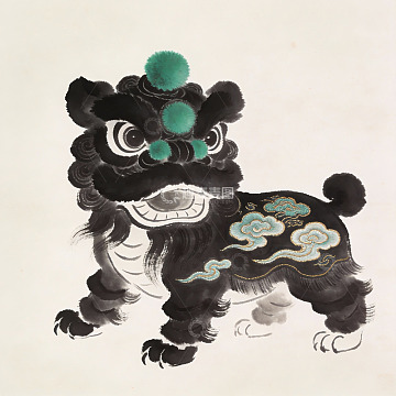 中国传统舞狮艺术画