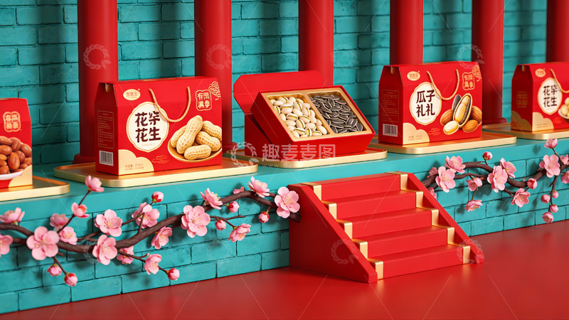 高清大图下载【趣麦麦图】节日礼盒陈列展示