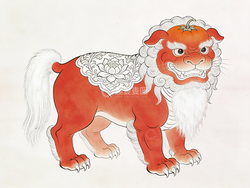 高清大图下载【趣麦麦图】红狮戴瓜造型独特生动