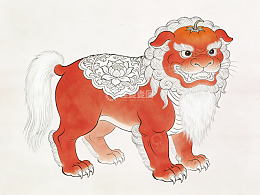 红狮戴瓜造型独特生动