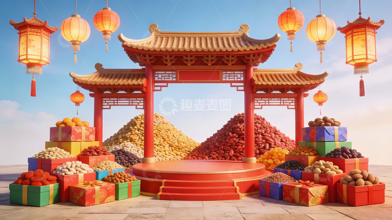 高清大图下载【趣麦麦图】中式传统节日庆典场景