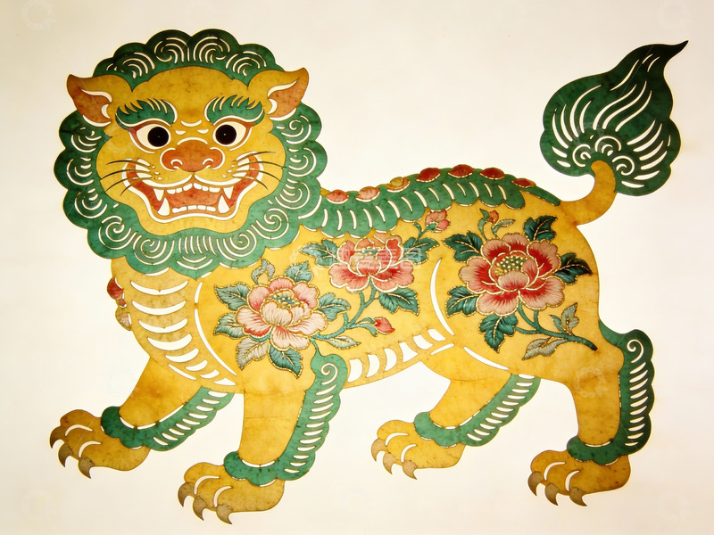 高清大图下载【趣麦麦图】中国传统剪纸艺术狮子图案