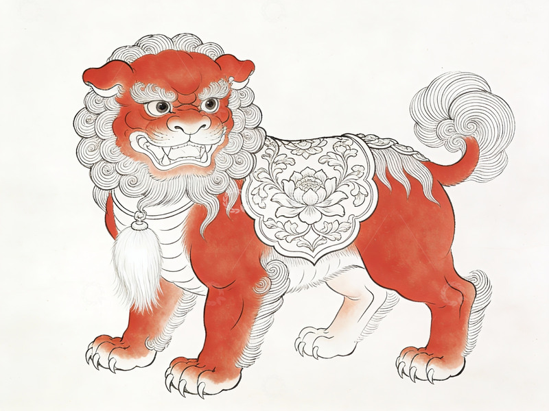 高清大图下载【趣麦麦图】中国传统瑞兽狮子图
