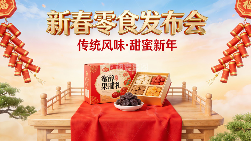 高清大图下载【趣麦麦图】新春零食发布会宣传图