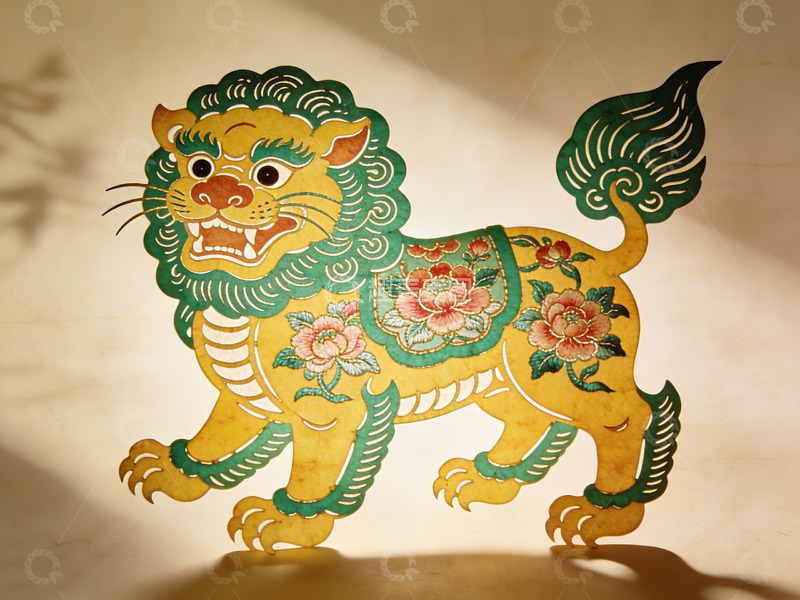 高清大图下载【趣麦麦图】色彩斑斓的狮子剪纸艺术