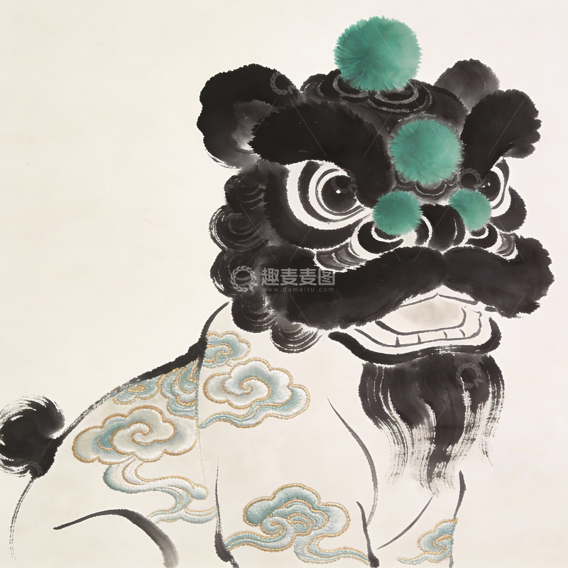 高清大图下载【趣麦麦图】中国传统舞狮艺术画作
