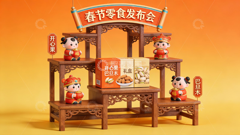 高清大图下载【趣麦麦图】春节零食发布会场景展示