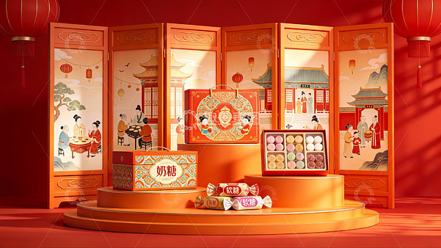 传统节日糖果礼盒展示