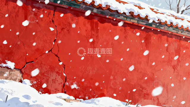 红墙雪景冬日古建筑