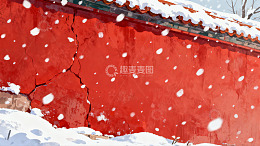 红墙雪景冬日古建筑