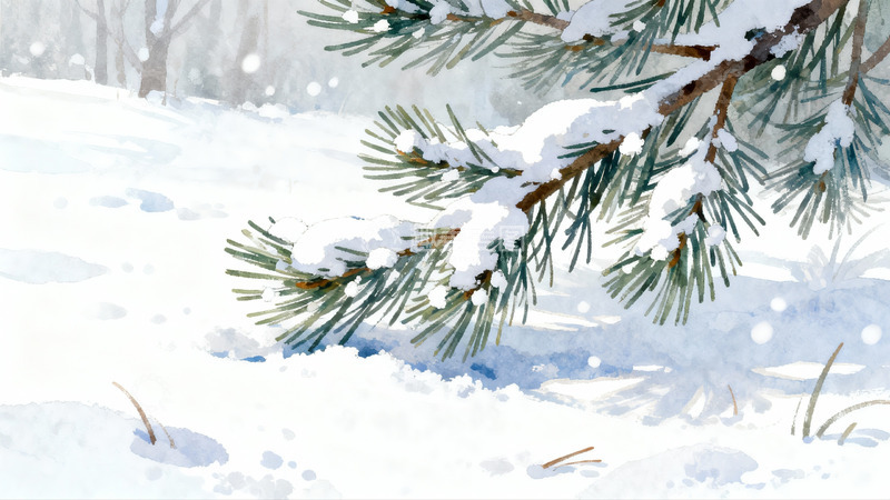 高清大图下载【趣麦麦图】雪覆松枝冬日静景