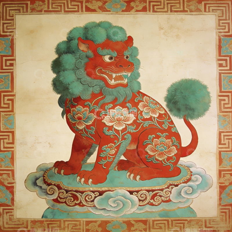 高清大图下载【趣麦麦图】中国传统瑞兽狮子图