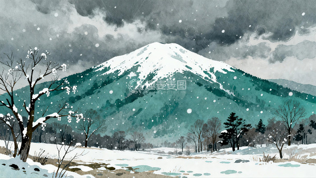 雪覆青山冬日画卷