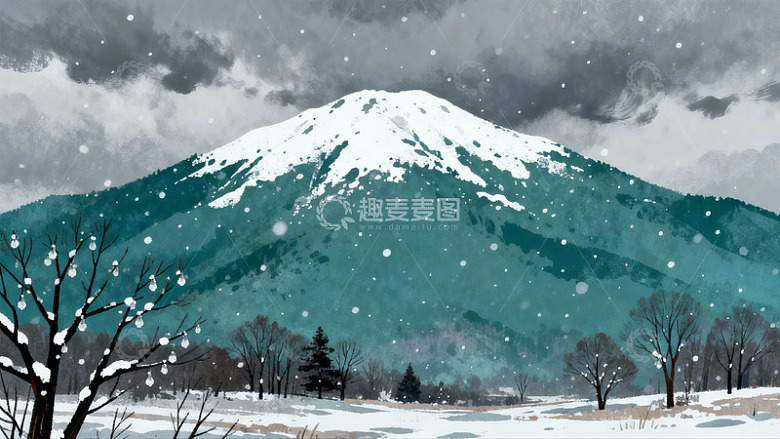 雪山雪景冬季自然风光