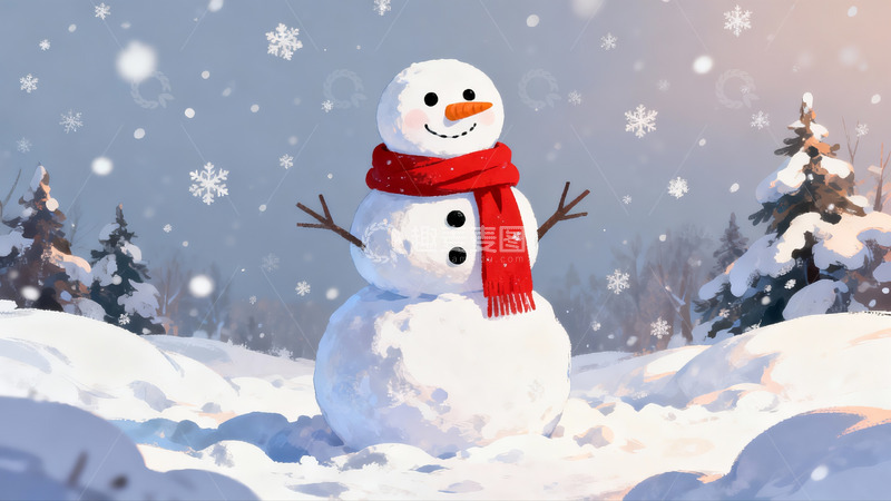 高清大图下载【趣麦麦图】雪人冬日雪景图