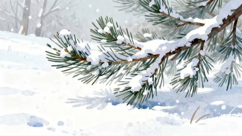 高清大图下载【趣麦麦图】雪覆松枝冬日静景