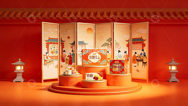 中式传统节日礼盒展示
