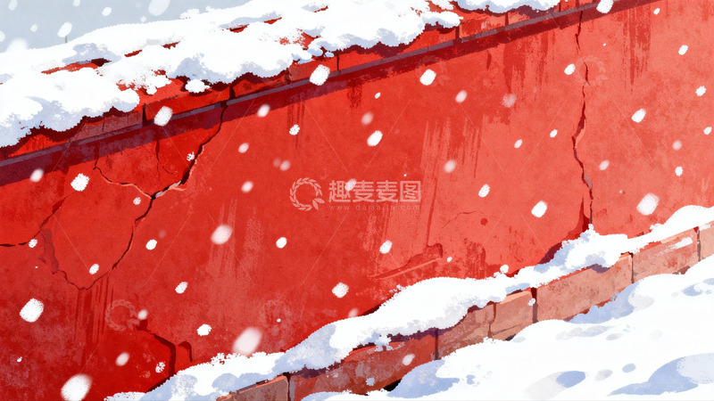 高清大图下载【趣麦麦图】-红墙积雪冬日景象
