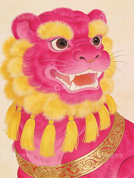 粉色狮子头像艺术画