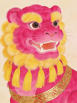 粉色狮子头像艺术画