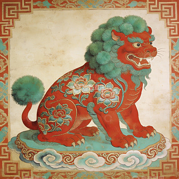 中国传统瑞兽图案艺术画