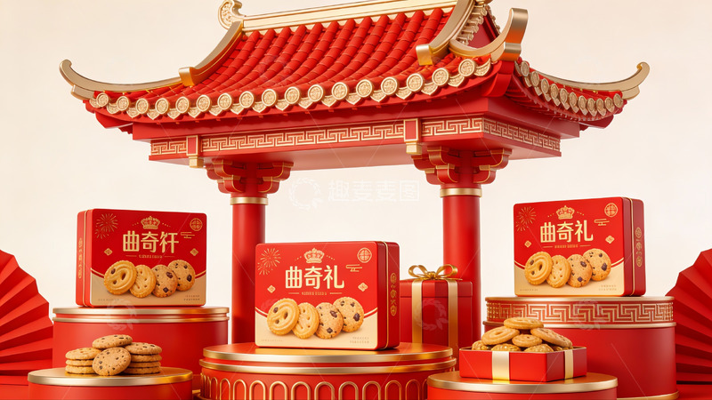 高清大图下载【趣麦麦图】中式礼盒饼干展示