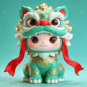 卡通狮子猫摆件创意设计