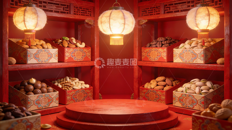 高清大图下载【趣麦麦图】中式传统节日坚果陈列
