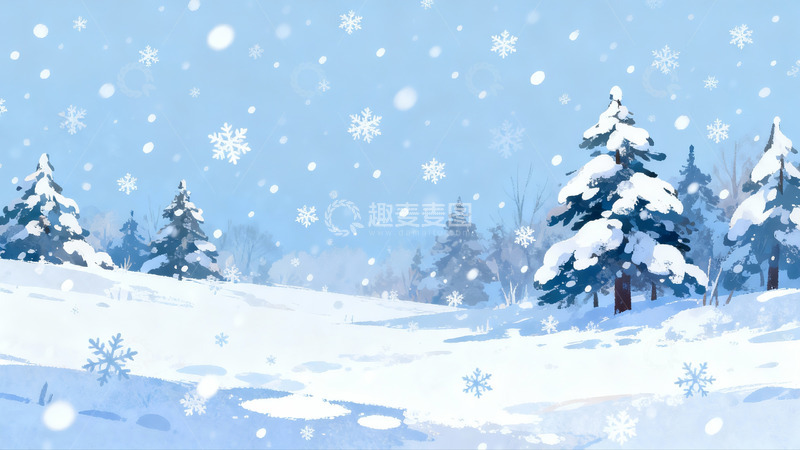 高清大图下载【趣麦麦图】雪落松林冬日静景