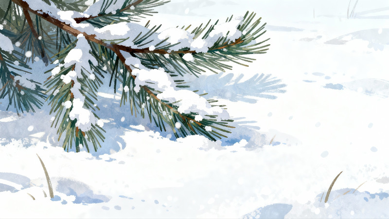 高清大图下载【趣麦麦图】雪覆松枝静谧冬景