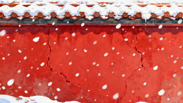 红墙雪景古建筑一角