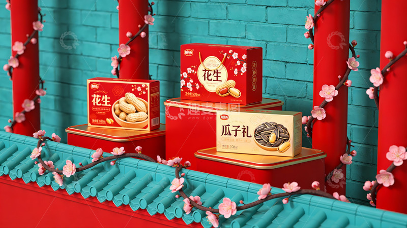 高清大图下载【趣麦麦图】节日礼盒陈列展示