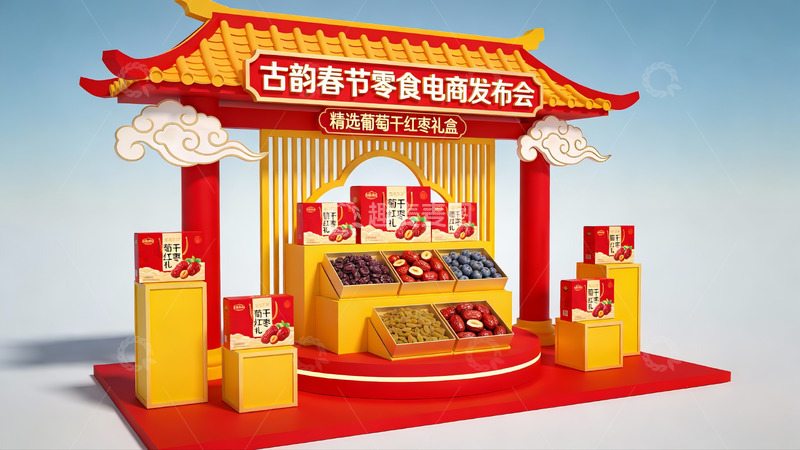 高清大图下载【趣麦麦图】春节电商发布会展示场景