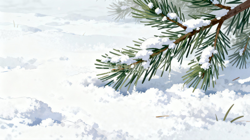 高清大图下载【趣麦麦图】雪覆松枝冬日静景
