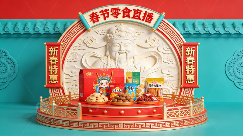 高清大图下载【趣麦麦图】春节食品直播促销展示