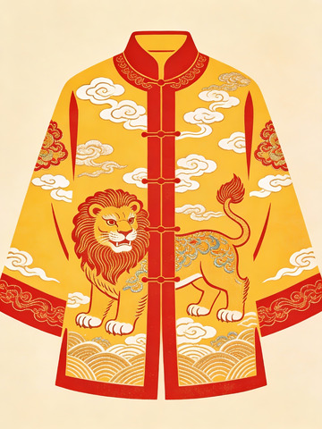 黄色虎纹中式传统服饰图案