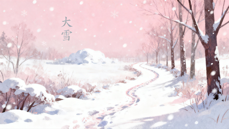 高清大图下载【趣麦麦图】雪景小径冬日静谧