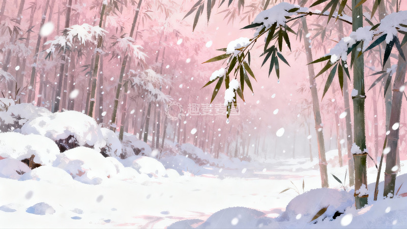 高清大图下载【趣麦麦图】-雪覆竹林静谧冬景