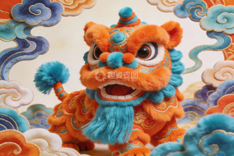 高清大图下载【趣麦麦图】色彩鲜艳的舞狮玩偶