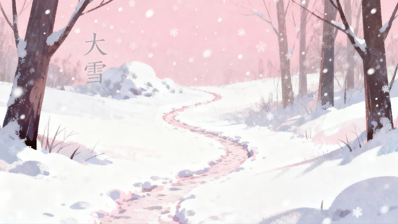 高清大图下载【趣麦麦图】雪景小径冬日森林