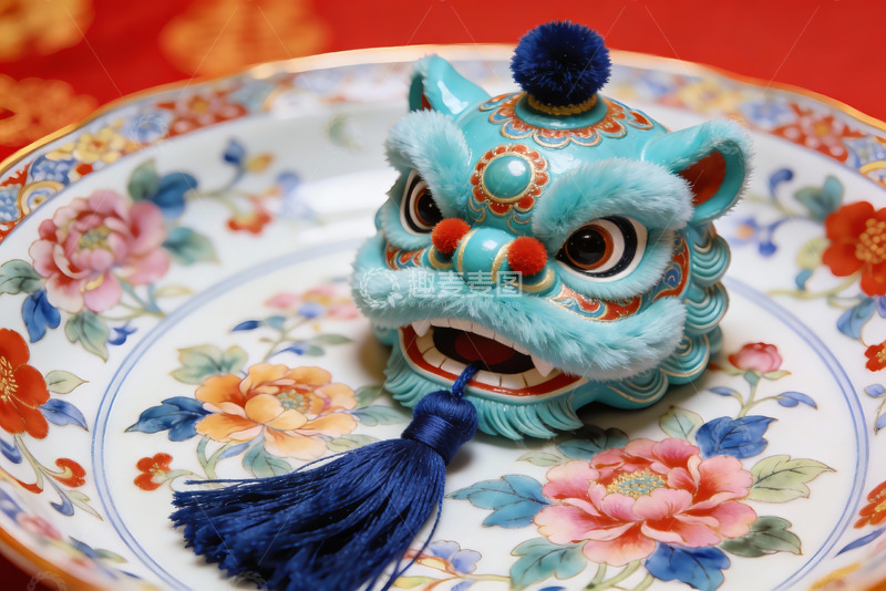 高清大图下载【趣麦麦图】中式舞狮头摆件静物特写