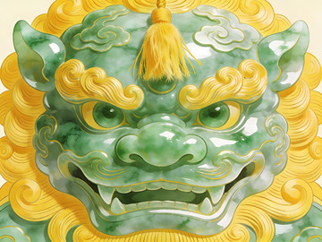 翡翠狮子头像细节特写
