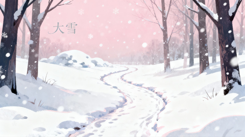 高清大图下载【趣麦麦图】雪景小径冬日森林