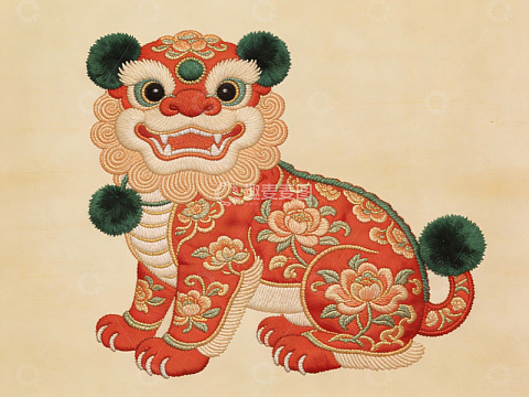 精美刺绣瑞兽图案展现传统文化
